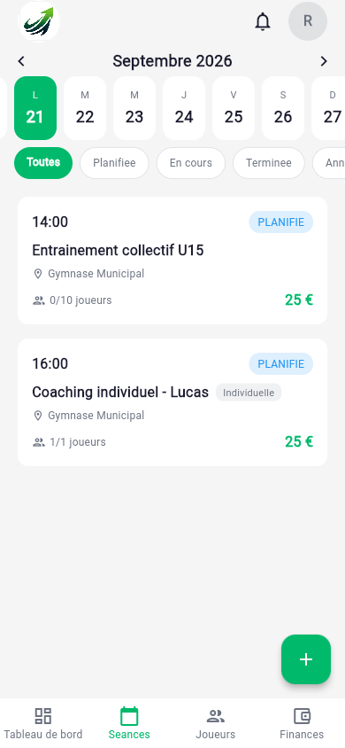 Liste des séances Coach G